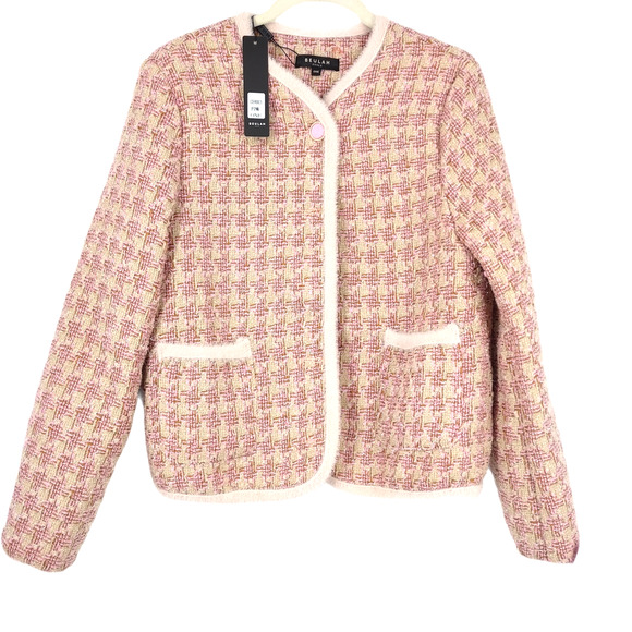 BEHULA Jackets & Blazers - NWT BEHLAH WOMEN  TWEED JACKET PINK CHECKED PATERN